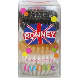 RONNEY funny ring bubble - Profesjonalne gumki do włosów 5 sztuk + 1 z zawieszką 3,5 cm - NUMER 15